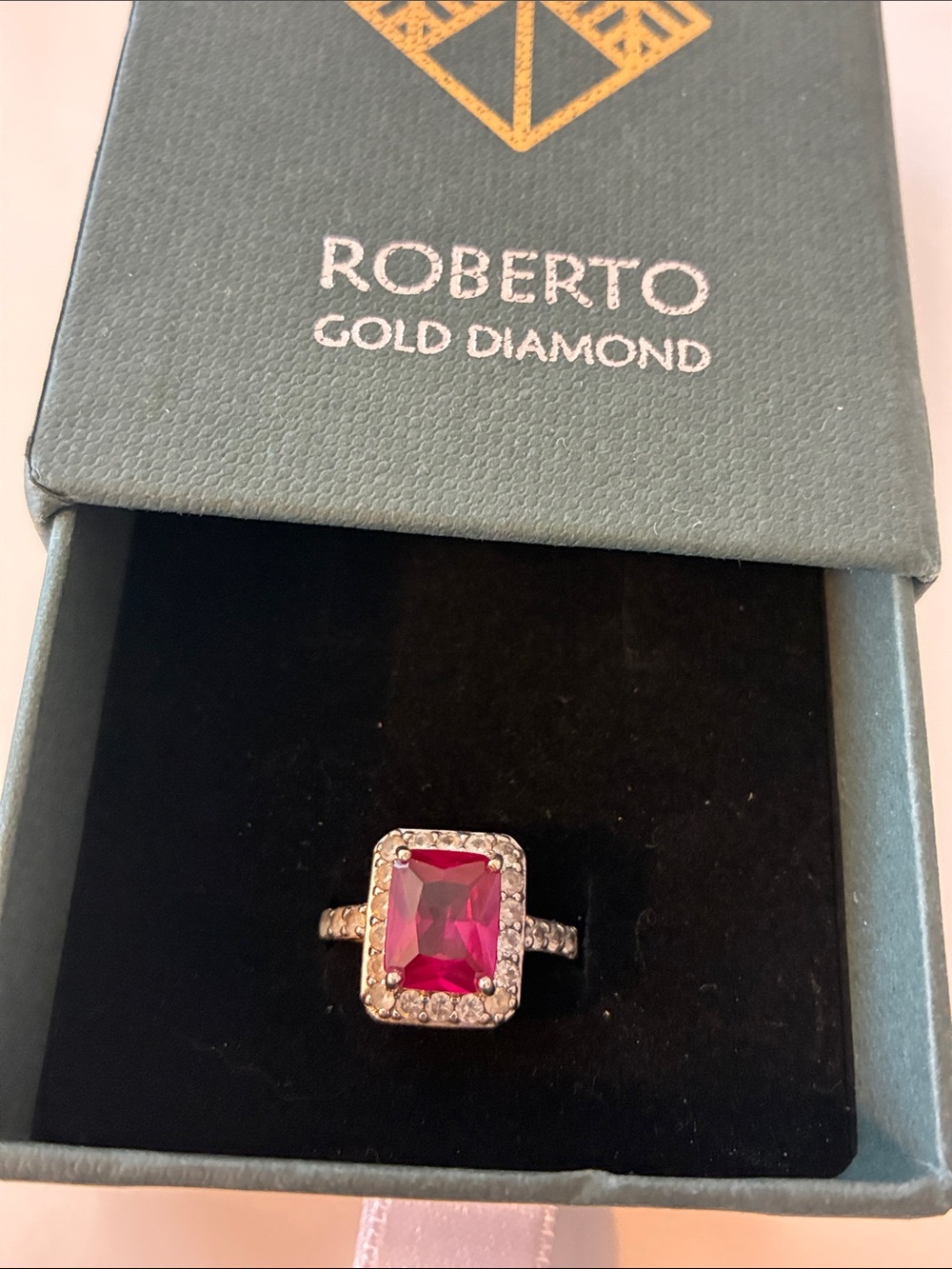 Pink Ruby-Style Halo Ring